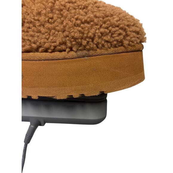 UGG Shearling Fleece Mule Slides Brown Slip On Platform Slippers Comfort Shoes - Picture 7 of 8